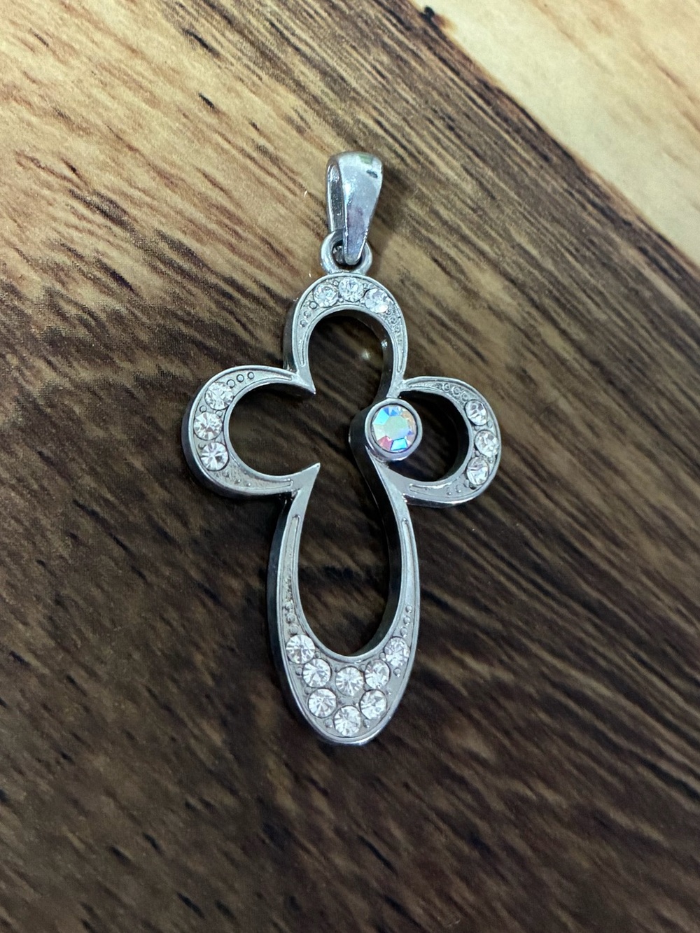 Silver Crystal Cross Pendant